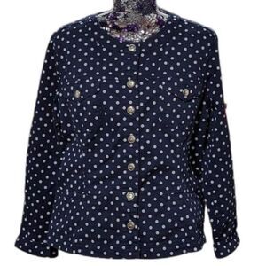 Vintage Appleseed's Petite PXL Blue Polkadot Button Jacket